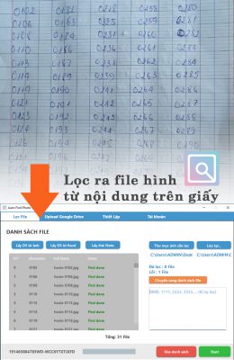 cách lọc file hình nhanh từ nội dung trên giấy Auto Find Photo